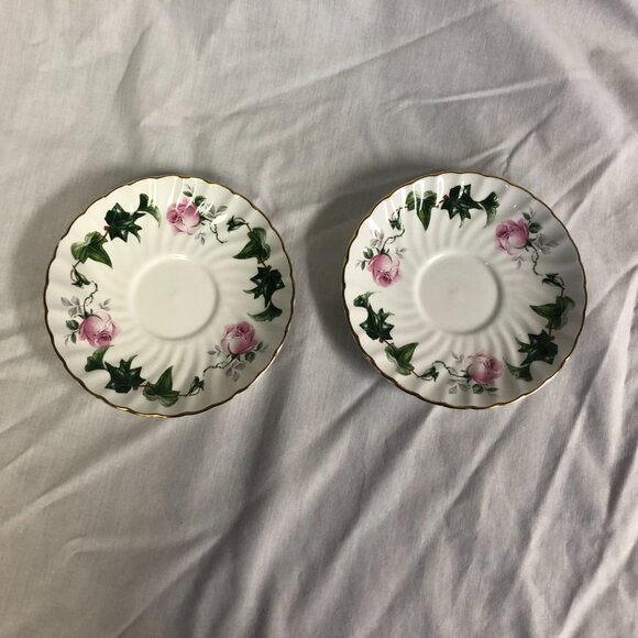 Allyn Nelson Fine Bone China England Cup & Saucer Sets Pink Roses & Ivy - Picture 11 of 14